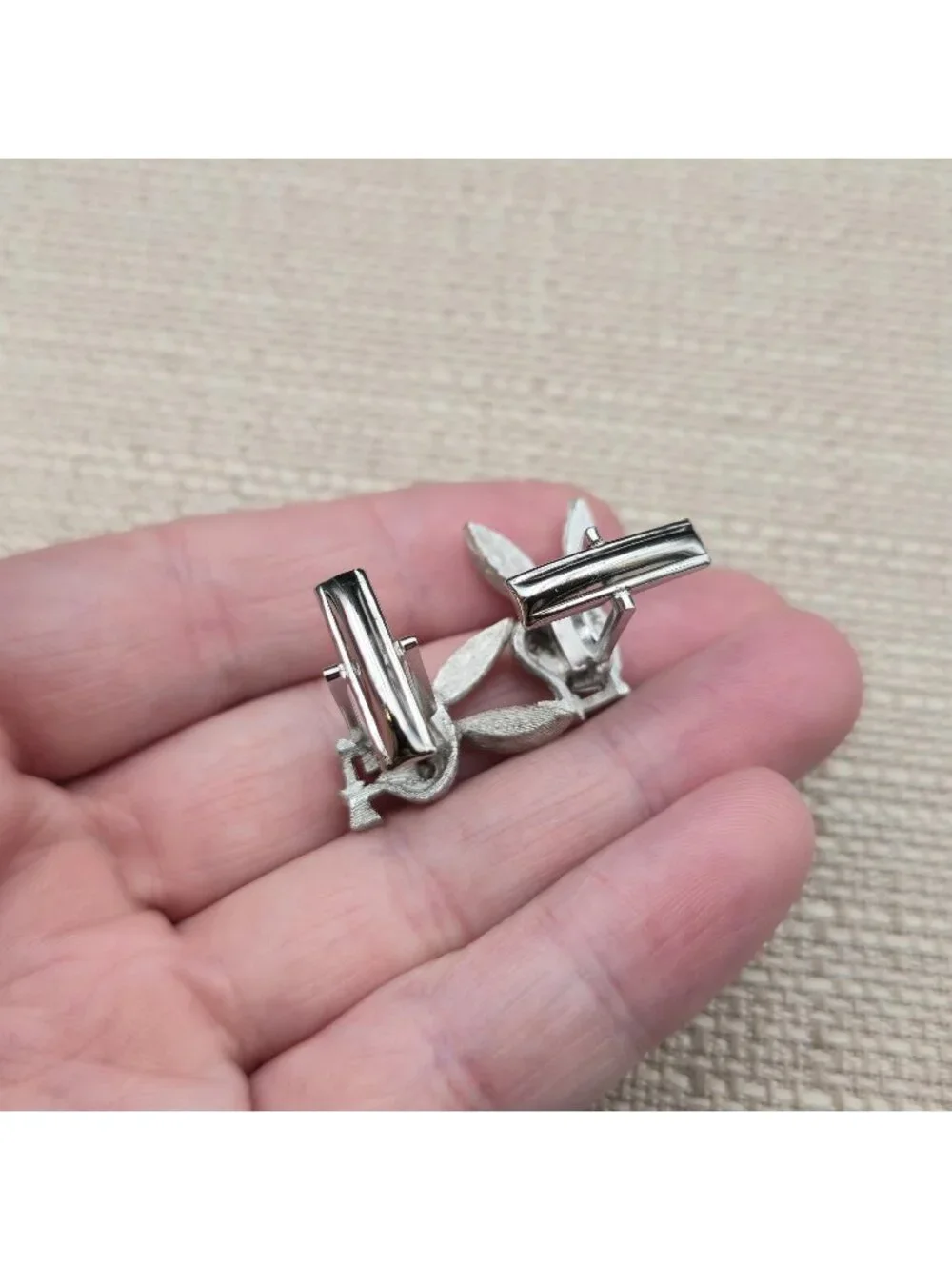 Vintage Playboy Bunny Cufflinks, Textured Metal Novelty Men's Gift A8136